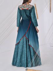 Blue Embroidered Gown