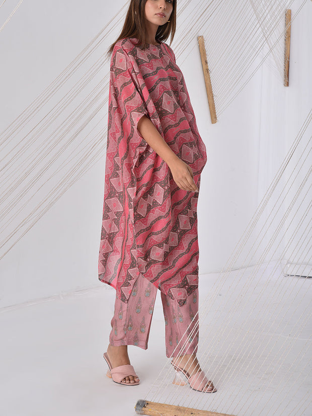 Dusky Pink Printed Cape Set