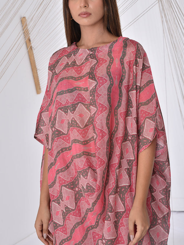 Dusky Pink Printed Cape Set