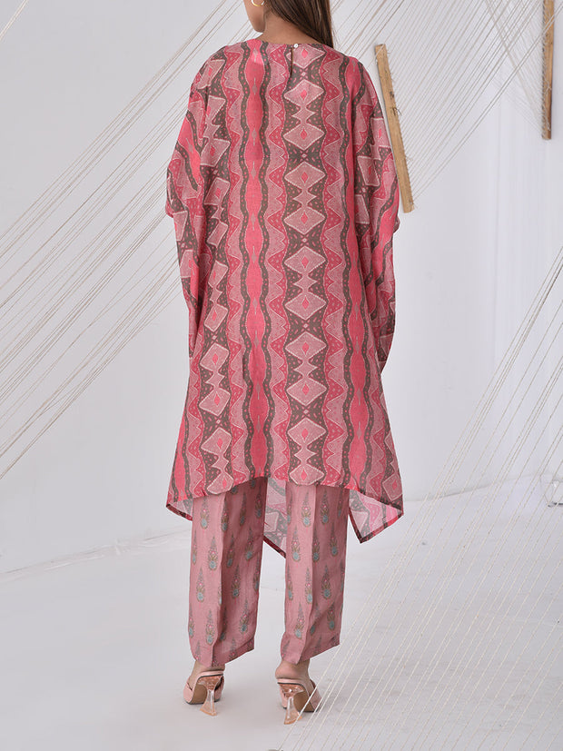 Dusky Pink Printed Cape Set