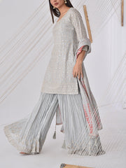 Grey Georgette Sharara Set