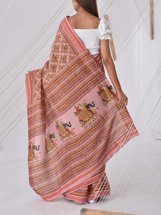 Light Pink Vasansi Silk Printed Saree