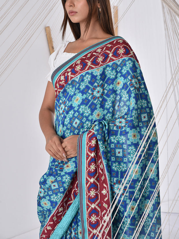 Blue Patola Printed Saree