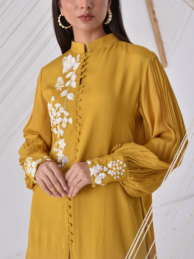 Mustard Georgette Co-ord Set