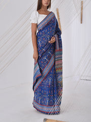 Blue Silk Printed Saree