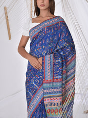 Blue Silk Printed Saree