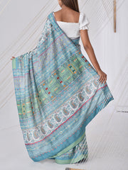 Light Blue Vasansi Silk Printed Saree