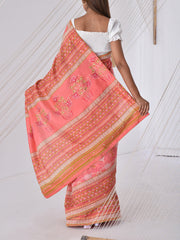 Peach Vasansi Silk Printed Saree