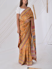 Yellow Vasansi Silk Printed Saree