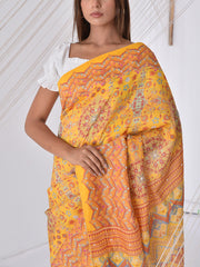 Yellow Vasansi Silk Printed Saree