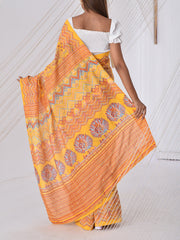 Yellow Vasansi Silk Printed Saree