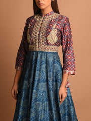 Blue Bandhani Anarkali Gown