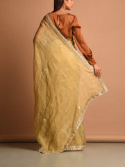 Beige Kota Silk Gota Patti Saree