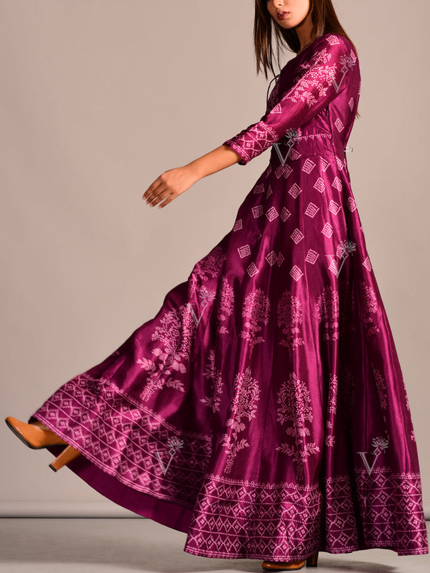 Anarkali, Anarkalis, Printed, Gown, Gowns, Long Dress, Floor Length, Silk