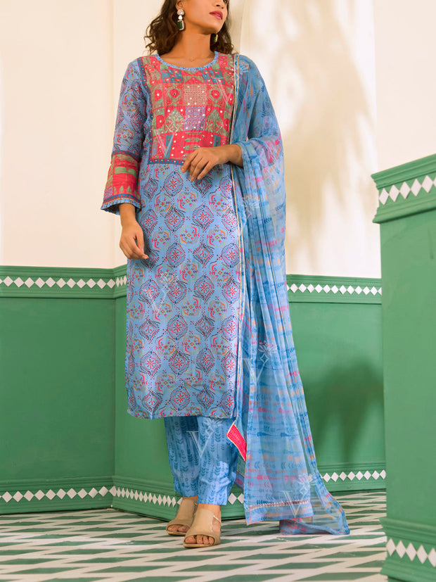 Baby Blue Vasansi Silk Suit Set