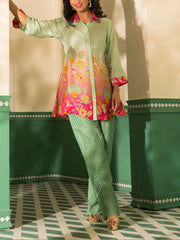 Pink and Green shaded Vasansi Silk Co-ord Set