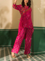 Pink Vasansi Silk Leheriya Co-ord Set