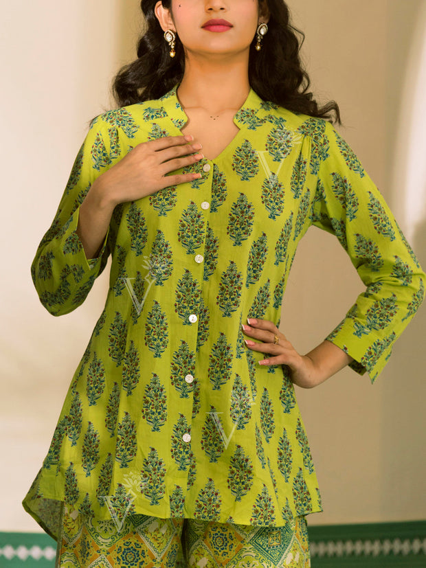 Green Printed Cotton Co-ord Set