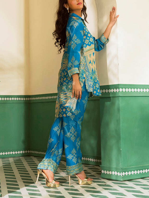 Sky Blue Vasansi Silk Co-ord Set