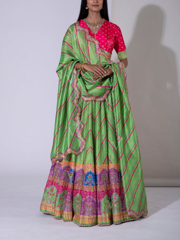 Light Green Vasansi Silk Lehenga