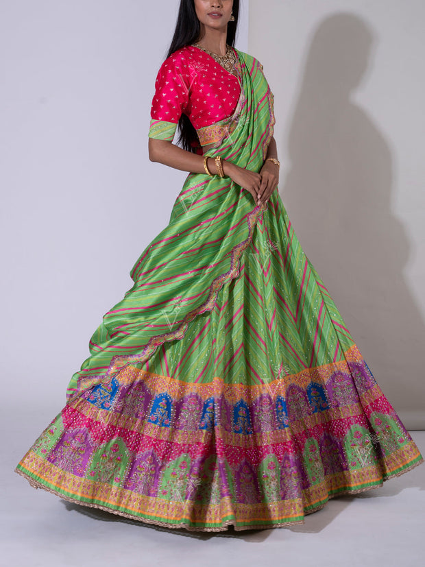 Light Green Vasansi Silk Lehenga