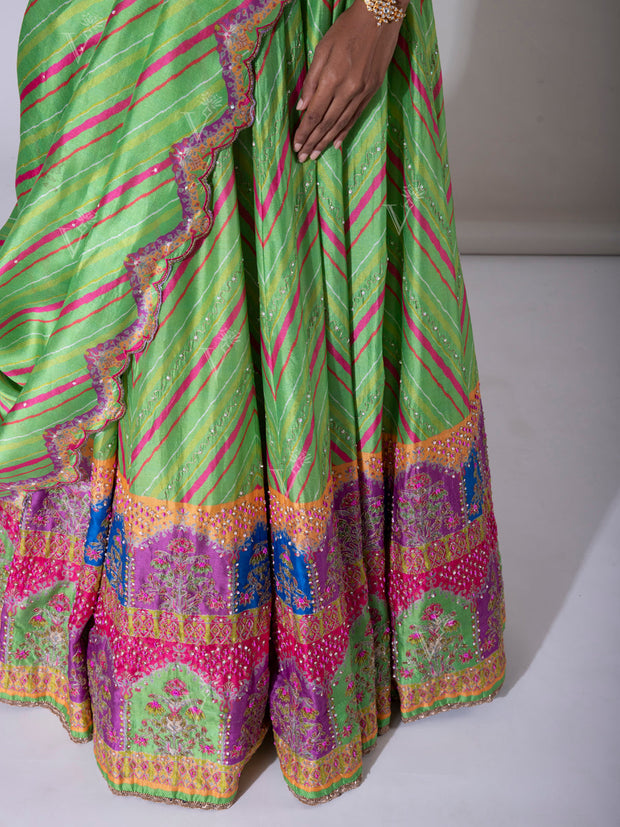 Light Green Vasansi Silk Lehenga