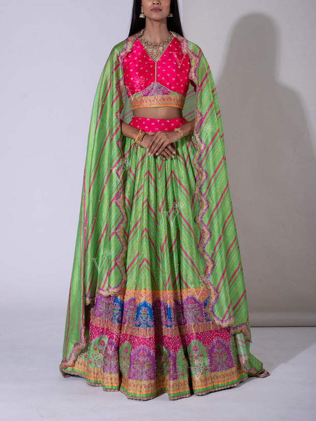 Light Green Vasansi Silk Lehenga