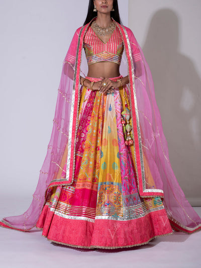 Multi-color, Vasansi Silk, Silk, Net, Lehenga, Lehenga Set,Ghagra Choli, Ghagra, DD45, MTO, B2