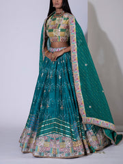 Teal Green Vasansi Silk Lehenga