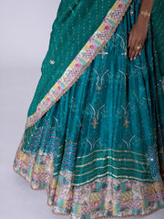 Teal Green Vasansi Silk Lehenga