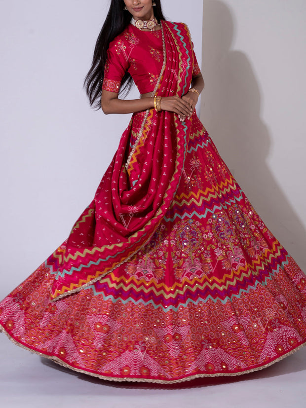 Magenta Pink Vasansi Silk Lehenga