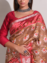 Brown Tussar Silk Saree