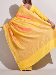 Yellow Banarasi Silk Saree