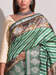 Green Tussar Banarasi Silk Saree