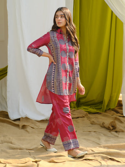 Maroon Vasansi Silk Printed Pant Set