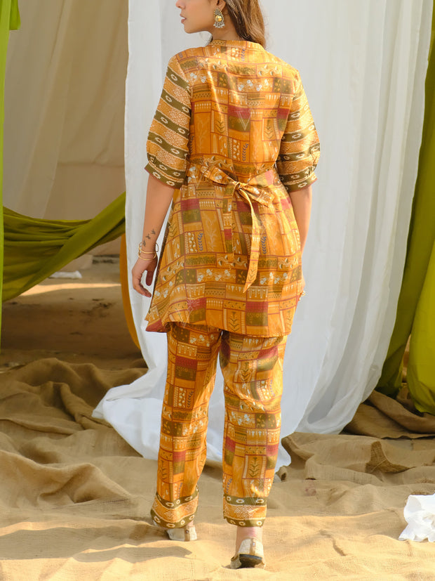 Mustard Vasansi Silk Printed Semi-Formal Set