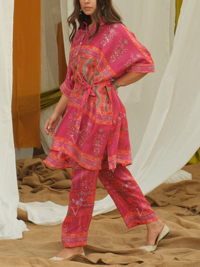 Pink Vasansi Silk Kaftan Co-ord Set