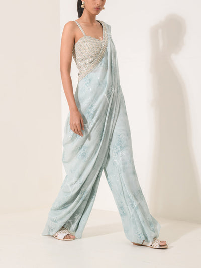 Ice Blue Draped Cocktail Dress