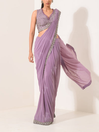 Lilac Pre-Draped Cocktail Saree