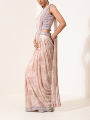 Peach Pre-Draped Cocktail Saree