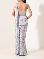 Marble Print Pre-Draped Cocktail Saree