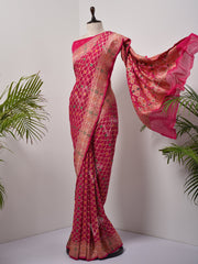 Rani  Bandhani Zari Saree