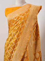 Yellow  Bandhani Zari Saree