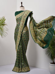 Green  Bandhani Zari Saree