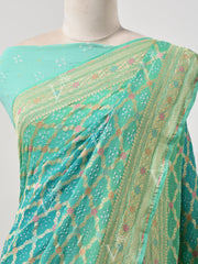 Sea Green  Bandhani Zari Saree