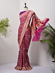 Purple  Bandhani Zari Saree