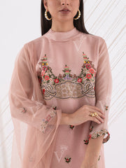 Peach Organza Kurta Set