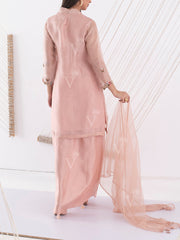 Peach Organza Kurta Set