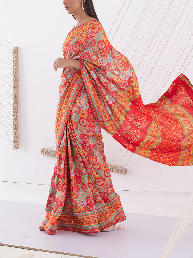 Multi Color Vasansi Silk Highlighted Saree