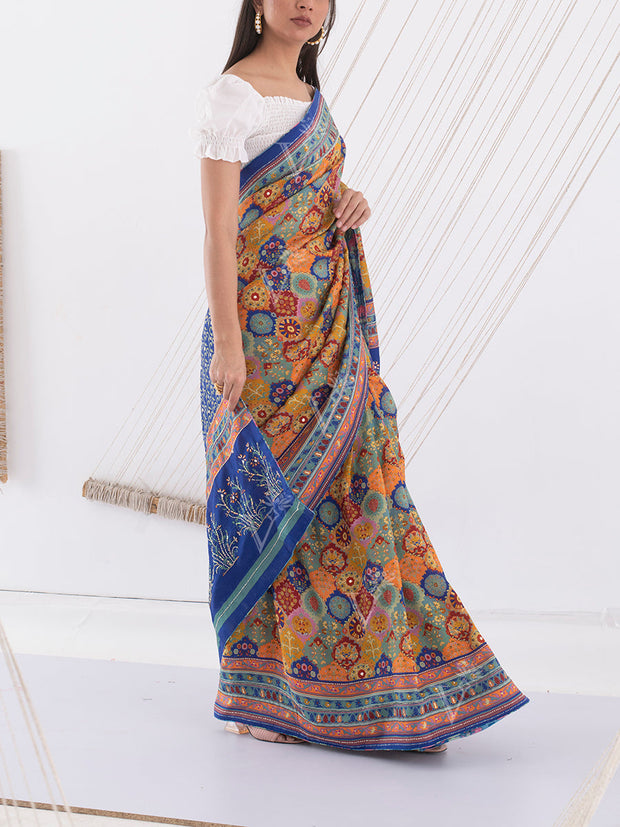 Blue Vasansi Silk Highlighted Saree